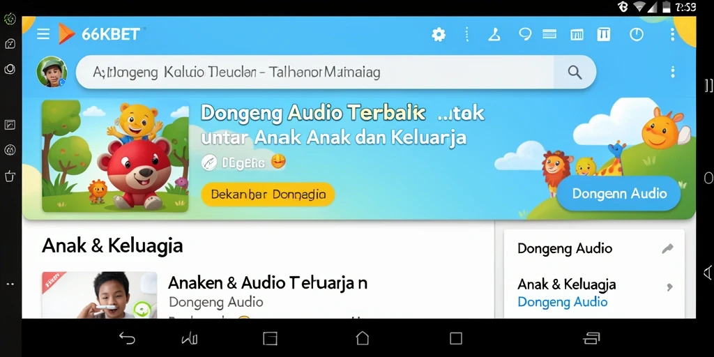 Tampilan antarmuka 66KBET yang ramah anak dan menarik.