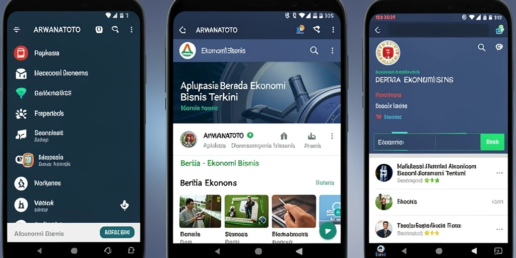 Screenshot utama ARWANATOTO menampilkan antarmuka aplikasi berita ekonomi bisnis.