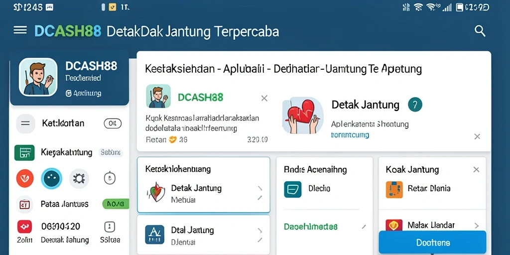 Antarmuka aplikasi IDCASH88 menampilkan grafik detak jantung yang informatif.