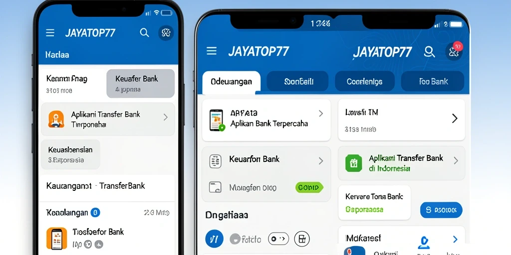 Antarmuka aplikasi JAYATOP77 yang intuitif untuk transfer bank.